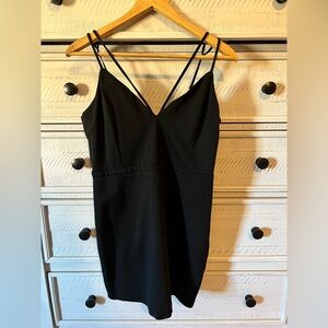 bebe Elegant Black Strapless Dress with Double Straps